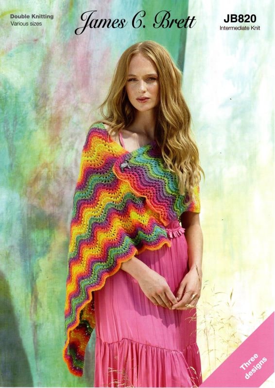 Cottontail Crafts Knitting Pattern JB820 Ladies Wraps & Cowl in